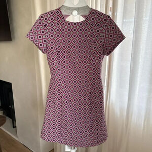 Zara Pink and Green Retro A-line mini dress with cut-out back